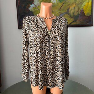 Michael Kors Cheetah Print 3/4 Sleeve Top